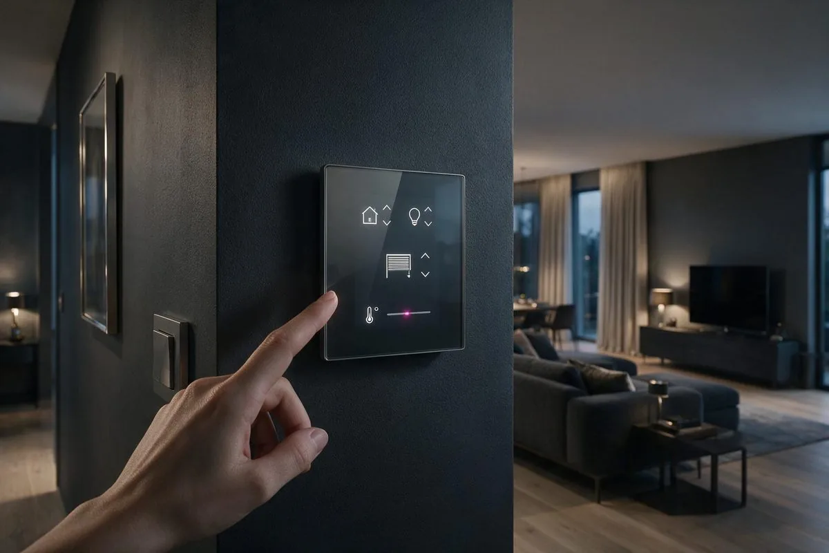 Smart-Home-Bedienpanel an der Wand